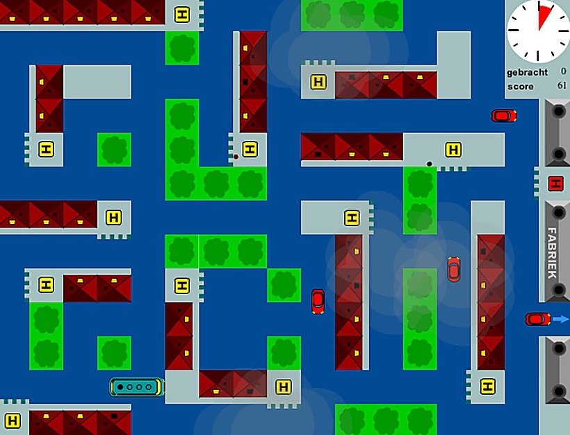 Bus game: pick up the factory workers before they go by car