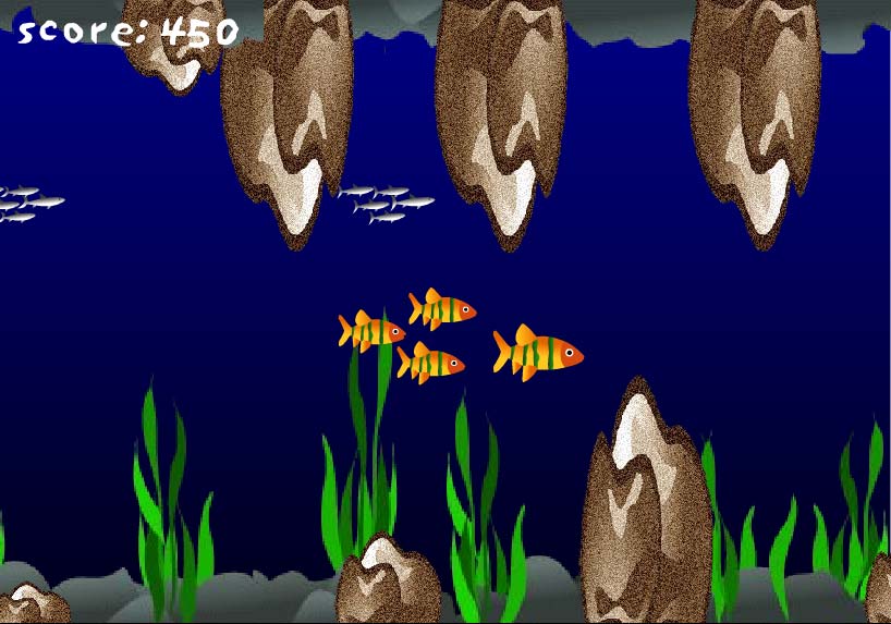 Coral game: control a growing school of fish