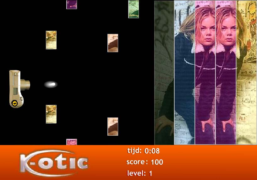 Photo shooter: construct a photo by hitting the dropping parts