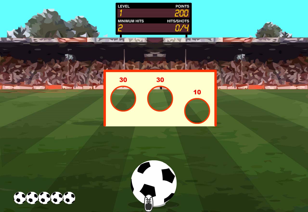 Soccer game: kick the ball through the holes