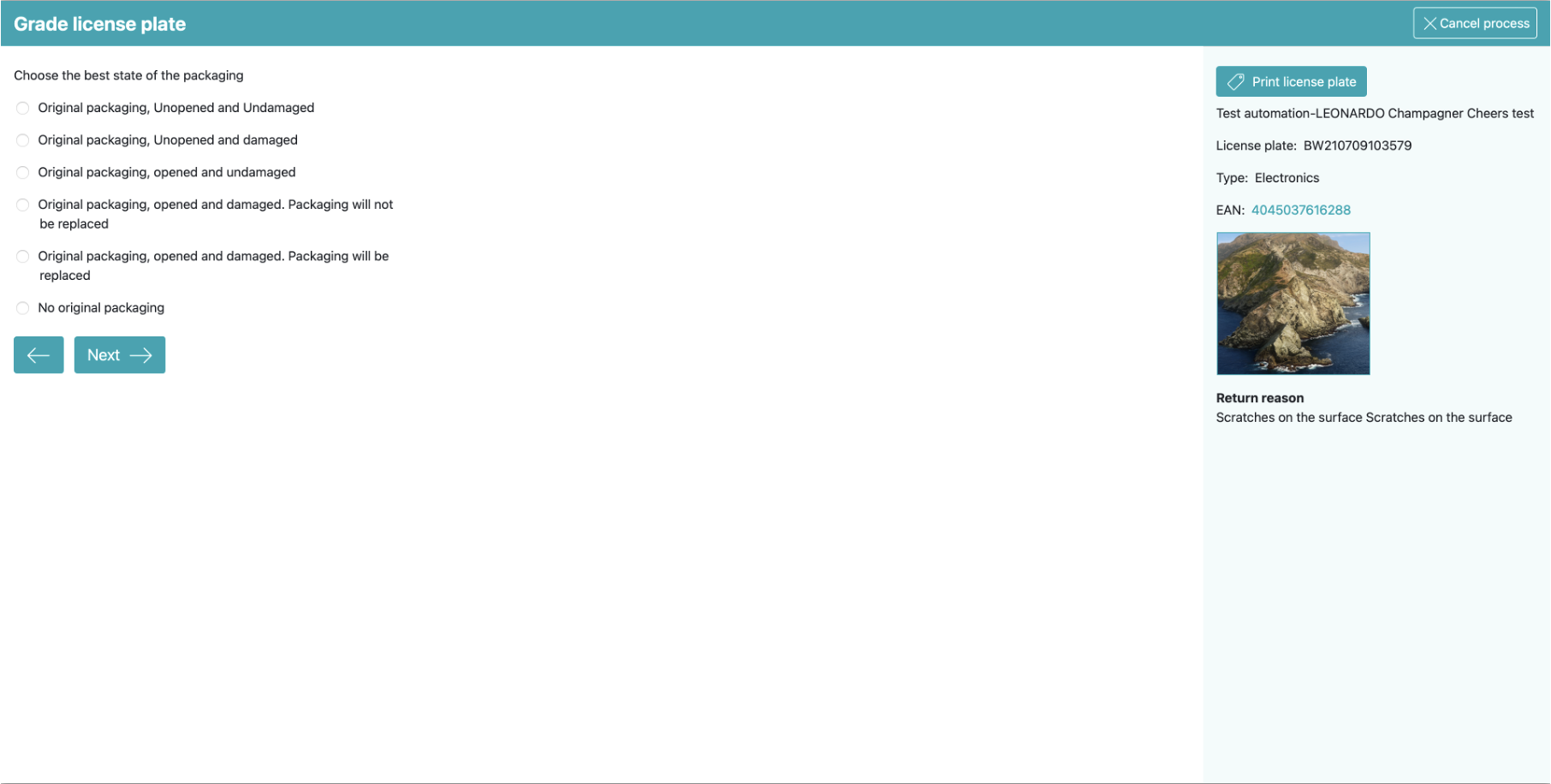 Old design of a grading step: radio button question (only one option possible)