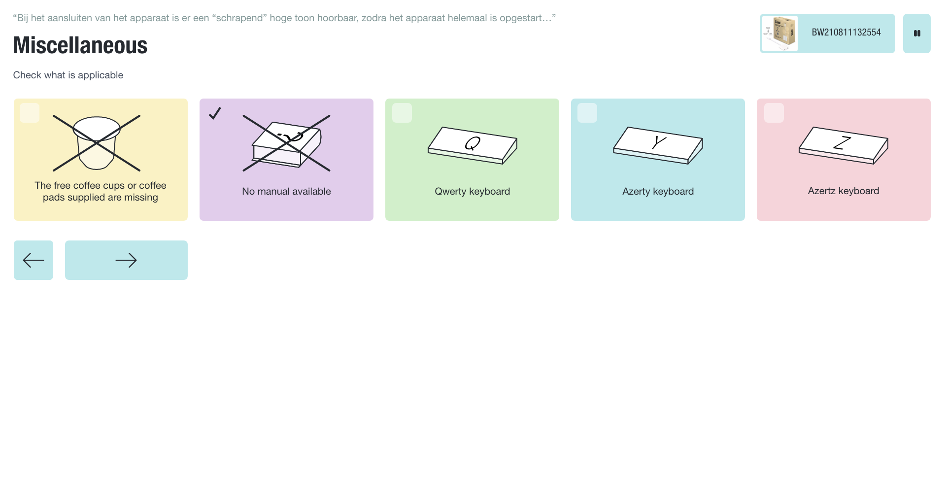 Redesign of a grading step with ‘checkbox’ answers; more than one possible answer