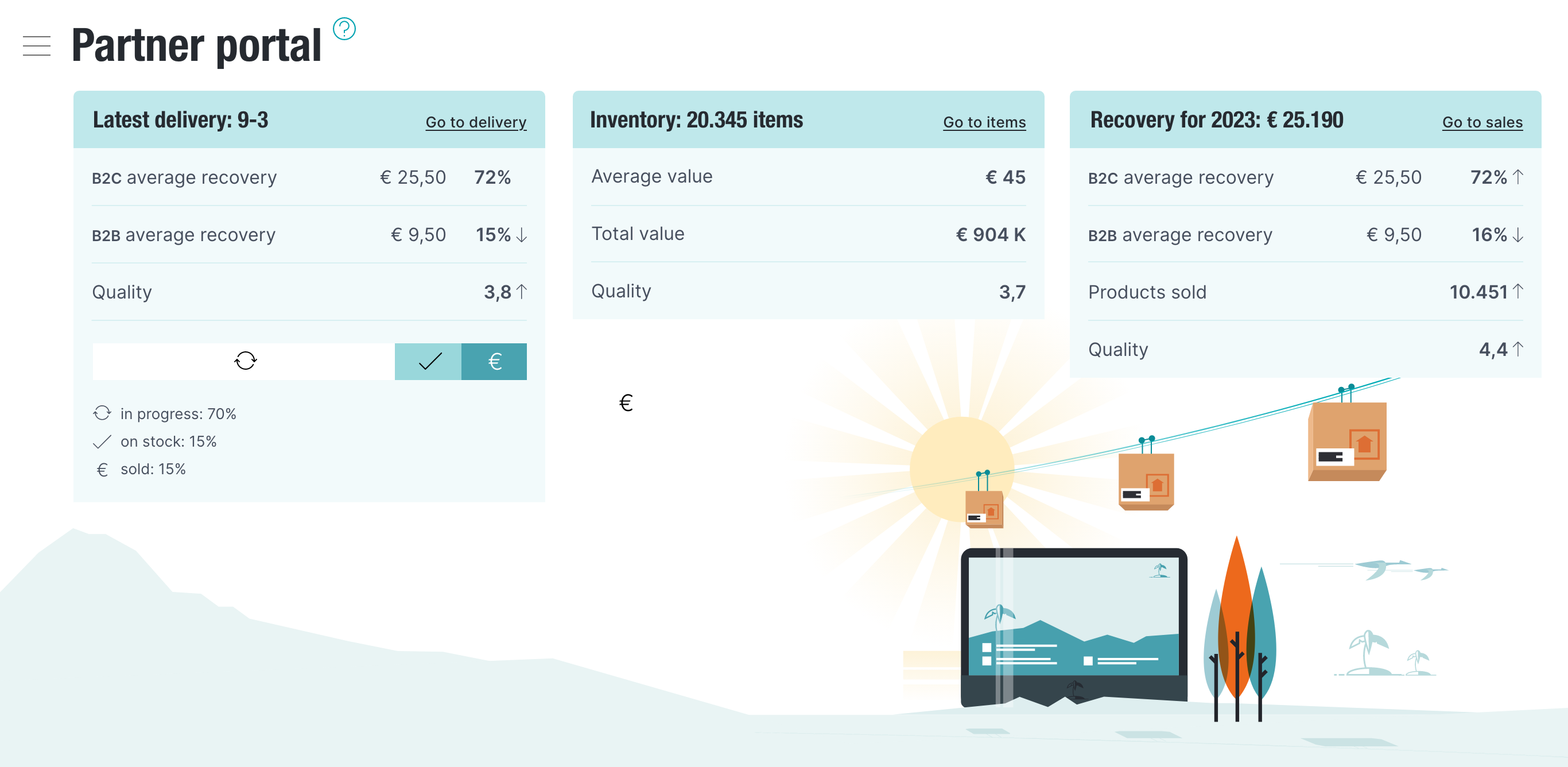 Homepage with statistics