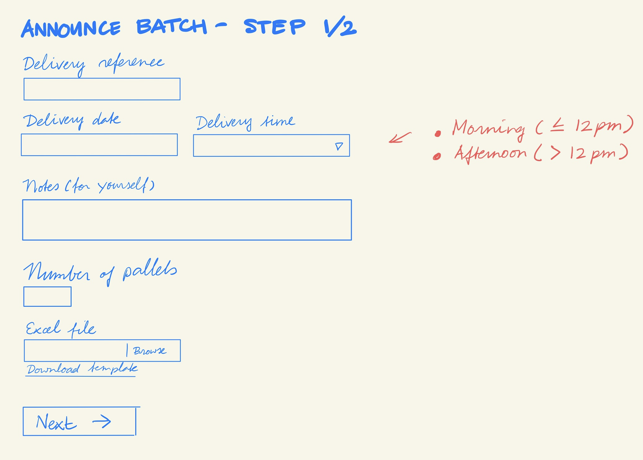 Announce a batch of returns - step 1